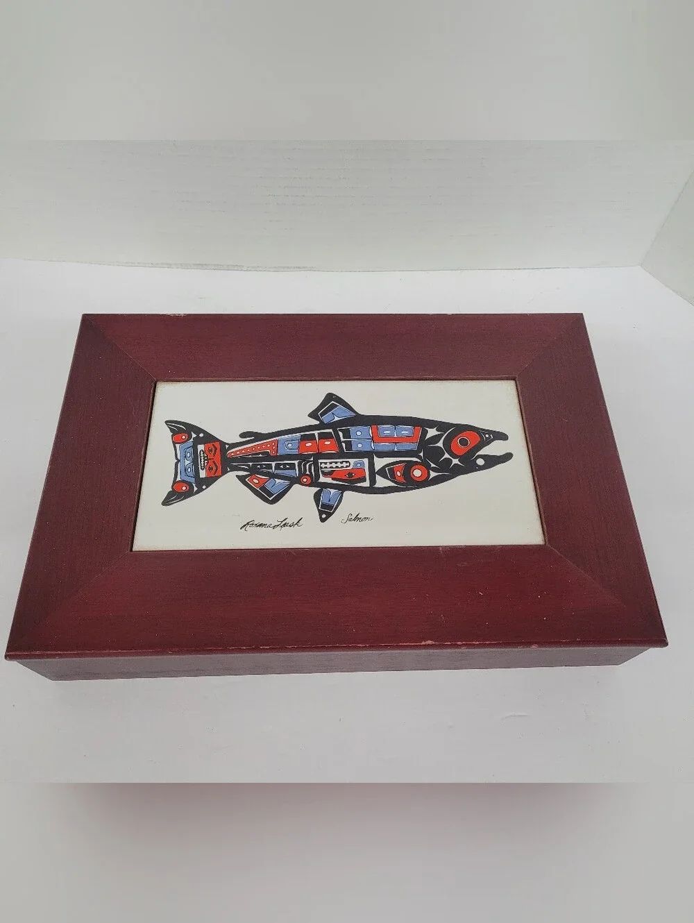 Roxana Leask Ceramic Tile And Wood Keepsake Box 12x8x2